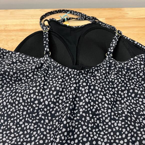 Kona Sol Women's Black Print High Neck Tankini Swim Top - Size Large - NWT - Picture 7 of 7